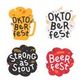 Handwritten lettering for oktoberfest. Good for poster, sticker or t-shirt print for caft beer festifal. Strong as stout quote wit