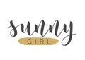 Handwritten Lettering of Sunny Girl. Vector Illustration