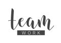 Handwritten Lettering of Team Work. Vector Stock Illustration