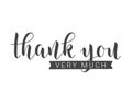 Handwritten Lettering of Thank You Very Much. Vector Stock Illustration Royalty Free Stock Photo