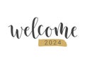 Handwritten Lettering of Welcome New Year 2024. Vector Illustration