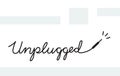 Handwritten lettering with word Unplugged and guitar cord