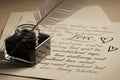 Handwritten Love Declaration With Quill And Ink Royalty Free Stock Photo