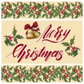 Handwritten Merry Christmas sign . Accurate brightly painted hand drawings and calligraphy Royalty Free Stock Photo