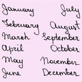 Hand drawn names days of the month