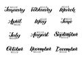 Handwritten names of months: December, January, February, March, April, May, June, July, August, September, October, November. Royalty Free Stock Photo