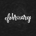 Handwritten names of months: February. Calligraphy words