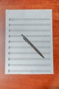 Handwritten notes and a treble clef. A sheet of paper with notes. Royalty Free Stock Photo