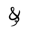 Handwritten ornate custom ampersand on white background. Isolated. Vector illustration. Great for wedding invitations