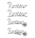 Handwritten review text on a white background