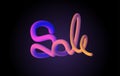 Handwritten Sale word with vibrant colourful 3D effect. Creative vector illustration with sponge and 3D effect