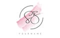 Handwritten SB S B Letters Logo with Pink Pastel Watercolor Brush Stroke Concept