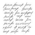 Handwritten scribble ink letter. Freehand text note. Unreadable doodle write by pencil isolated on white background. Illegible Royalty Free Stock Photo