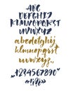 Handwritten script font. Brush font. Uppercase, lowercase, numbers, punctuation