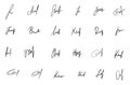 Handwritten signatures set. Fictitious signatures for business contract. Vector EPS 10 collection