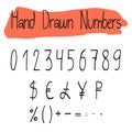 Handwritten simple vector numerals set