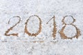 2018 handwritten on snow