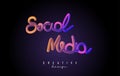 Handwritten Social Media word with vibrant colourful 3D effect. Creative vector illustration with sponge and 3D effect