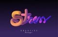 Handwritten Stress word with vibrant colourful 3D effect. Creative vector illustration with sponge and 3D effect