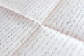 Handwritten text on folded paper - old mail , letter Royalty Free Stock Photo