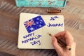 Handwritten text HAPPY AUSTRALIA DAY 26 JANUARY Royalty Free Stock Photo