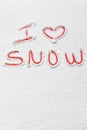 Handwritten text `I love snow`