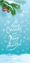 Handwritten text Merry Christmas and happy New Year Royalty Free Stock Photo