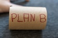 Handwritten text PLAN B on a cardboard roll symbolizes contingency planning and alternative solutions. The neutral setti Royalty Free Stock Photo
