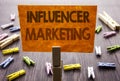 Handwritten text sign showing Influancer Marketing. Business concept for Social Media Online Influence Strategy written on sticky Royalty Free Stock Photo