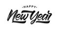 Handwritten textured brush paint lettering of Happy New Year on white background