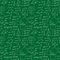 Handwritten trigonometric vector seamless pattern, hand drawn monochrome math formulas