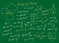 Handwritten trigonometric vector set, hand drawn monochrome math formulas Royalty Free Stock Photo