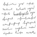 Handwritten Unreadable illegible text. Abstract handwriting of fictional language.