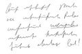 Handwritten Unreadable illegible text. Abstract handwriting of fictional language.