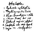 Handwritten Unreadable text. Abstract illegible handwriting of fictional language.