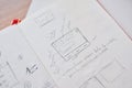 Handwritten UX wireframes Royalty Free Stock Photo