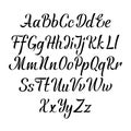Handwritten vector aphabet. Hand drawn lettering font. Brush script calligraphy cursive type. Royalty Free Stock Photo