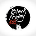 Handwritten vector Black Friday sale template. Stylish round black friday pattern. Royalty Free Stock Photo