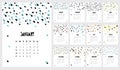 Handwritten Vector Calendar. 2019 Year. Monthly English Calendar. Royalty Free Stock Photo