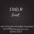 Handwritten vector chalked font. Imitation texture of chalk. Modern hand drawn alphabet. Isolated letters. Royalty Free Stock Photo