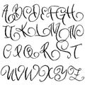 Handwritten vector pensil alphabet. Pensil texture. Modern hand drawn alphabet. Isolated letters.