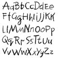 Handwritten vector pensil alphabet. Soft pensil texture. Modern hand drawn alphabet. Isolated letters.