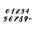 Handwritten vector set of numbers 0, 1, 2, 3, 4, 5, 6, 7, 8, 9. Calligraphic brush modern lettering