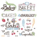 handwritten vintage retro bakery logo labels. Vect Royalty Free Stock Photo