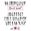 Handwritten watercolor calligraphic font. Modern brush lettering