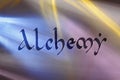 Handwritten word alchemy in medieval latin script Royalty Free Stock Photo