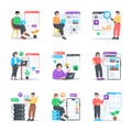 A handy collection of web development illustrations in flat style Royalty Free Stock Photo