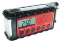 Bright flashlight on the side of a weather radio Royalty Free Stock Photo