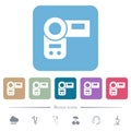 Handycam flat icons on color rounded square backgrounds