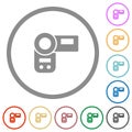 Handycam flat icons with outlines